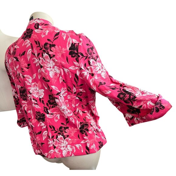 Womens Floral Print Open Front Blazer Pink Floral Attached Black Tank 3X JJ4051 - Picture 7 of 11